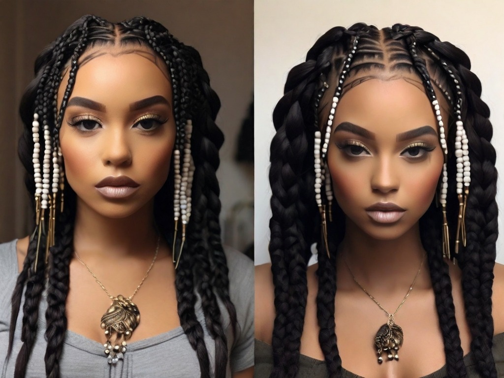 Leonardo_Diffusion_XL_Bob_Braids_Hairstyles_With_Beads_How_To_0 Bob Braids Hairstyles With Beads: How To Do Bob Braids With Beads