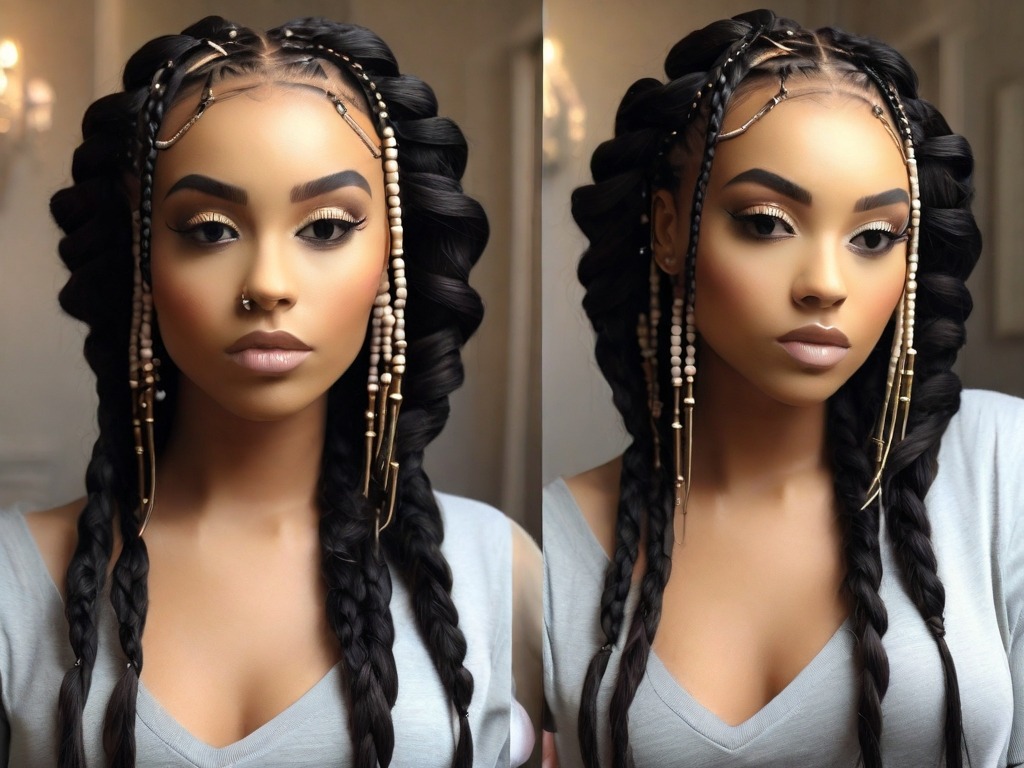 Leonardo_Diffusion_XL_Bob_Braids_Hairstyles_With_Beads_How_To_2 Bob Braids Hairstyles With Beads: How To Do Bob Braids With Beads