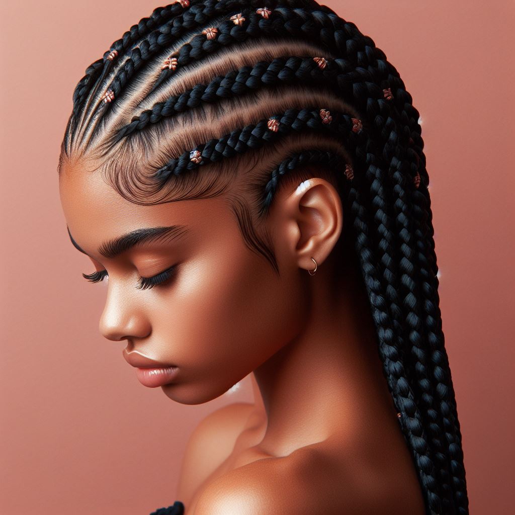 Cute Box Braids with Cornrow Braids